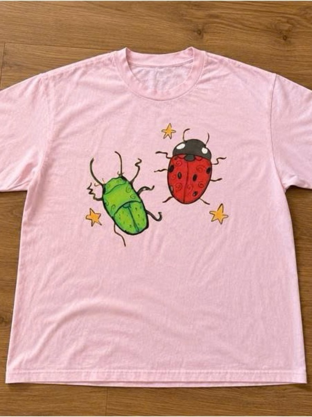 Tee with Red Ladybug & Green Beetle Graphic